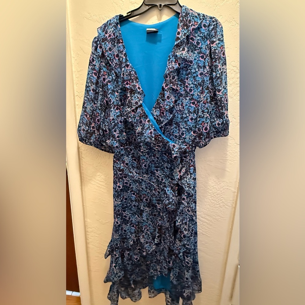 Maison Tara Floral Blue Wrap Dress
